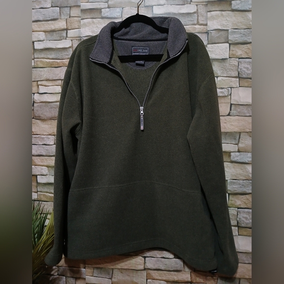 Free Tech Fleece Pullover Sweater 1/4 Zip‎ Green Men's Large - Picture 2 of 5